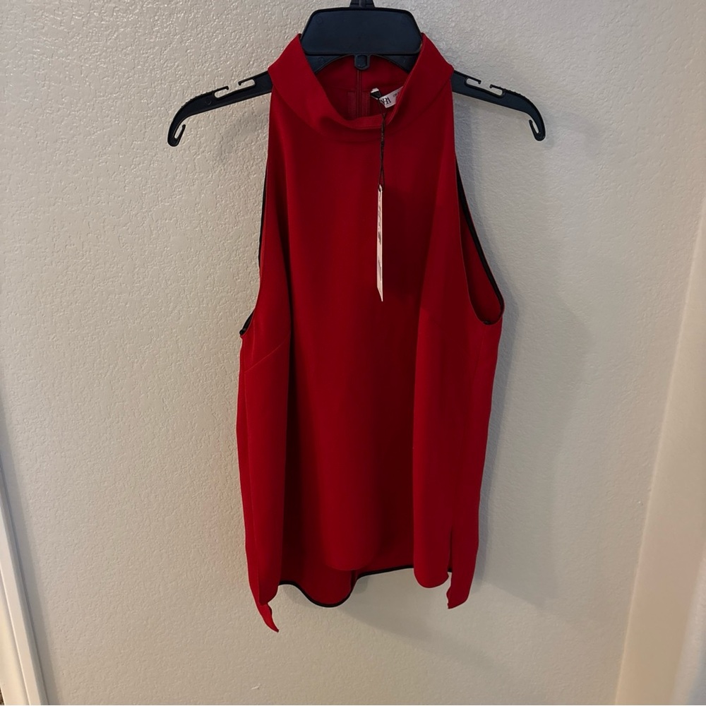 Zara Vibrant Red Sleeveless Blouse